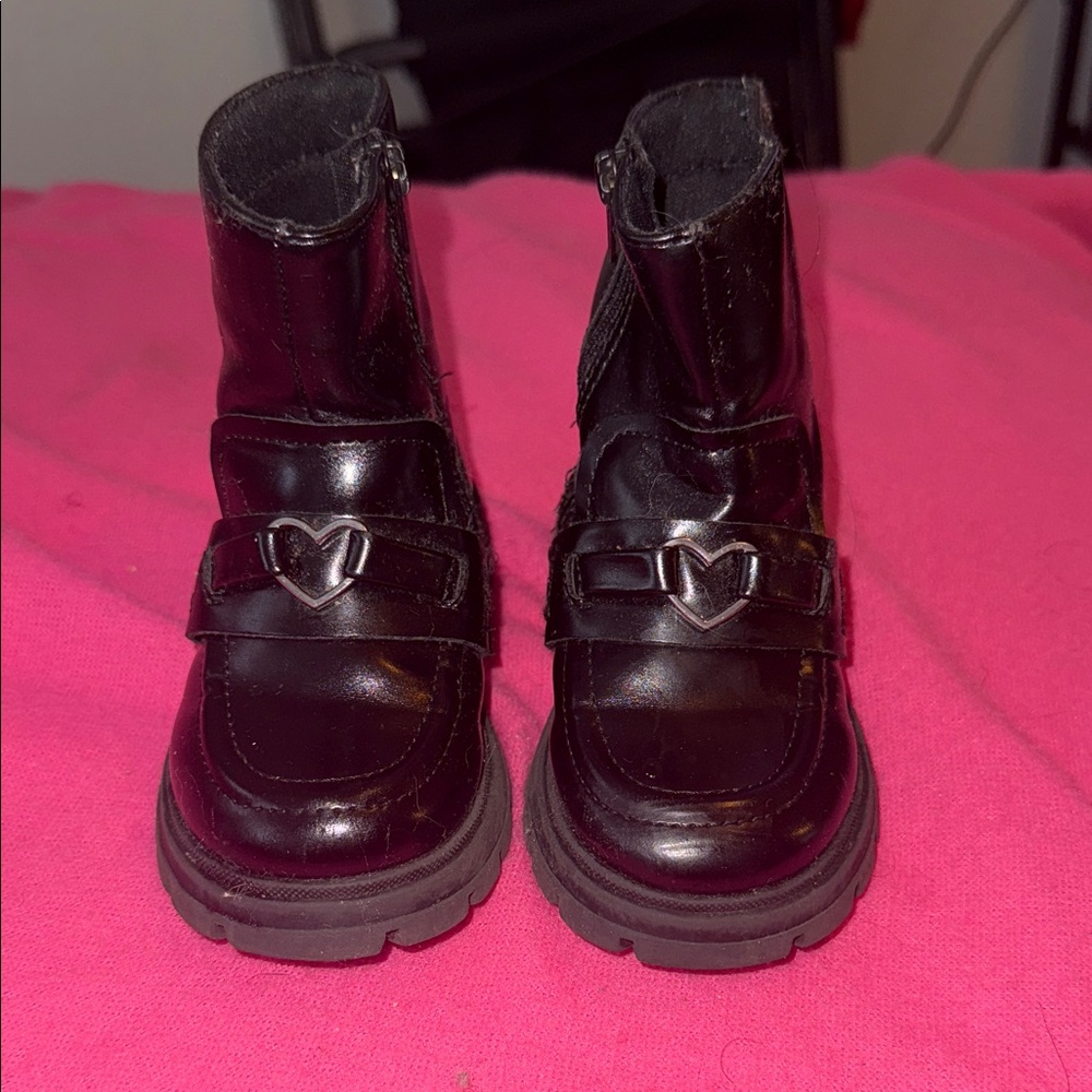Zara Black Kids Boots with Heart Accent